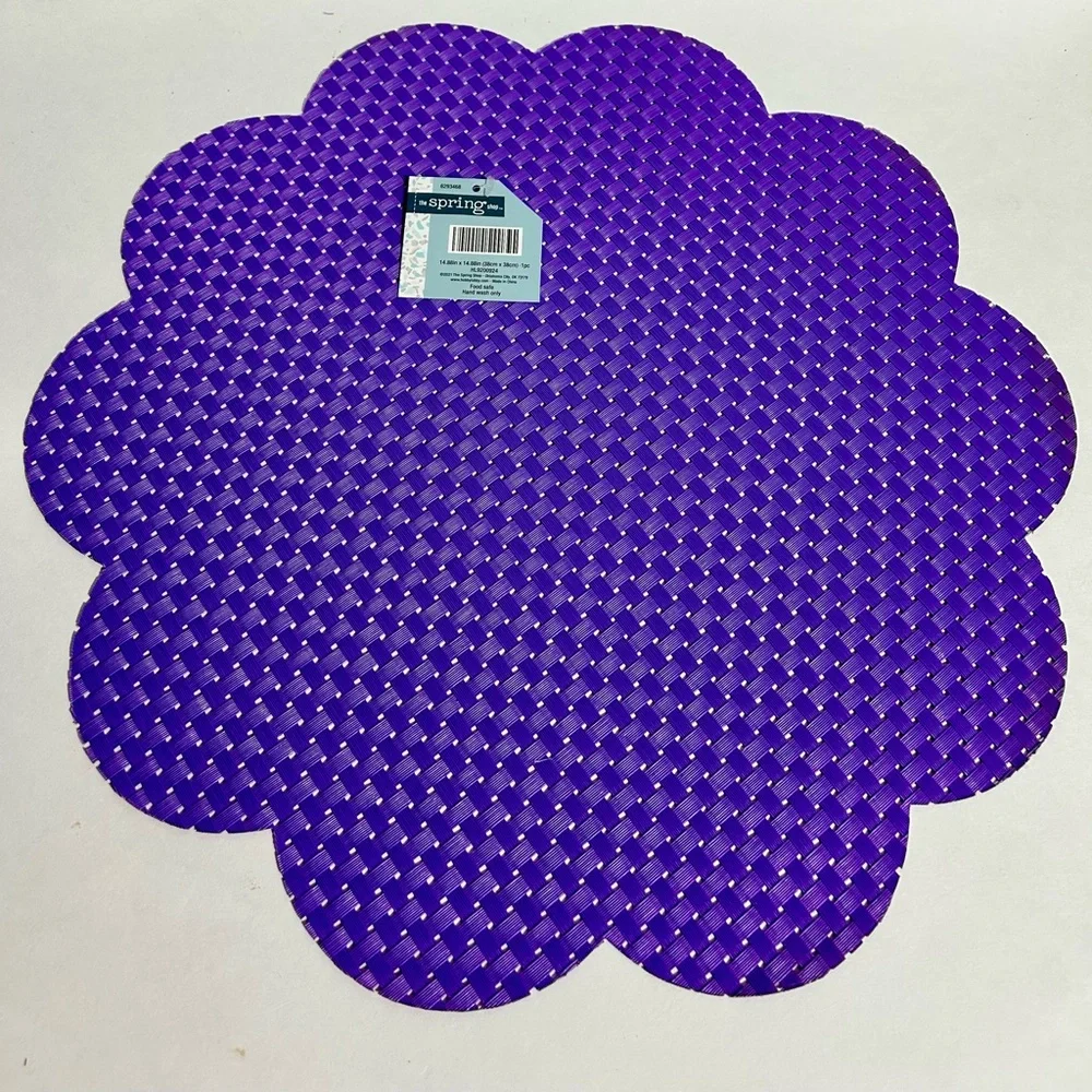 Purple Flower Scallop 14”Placemats Plastic Weave Spring Shop Set 4 NEW Summer